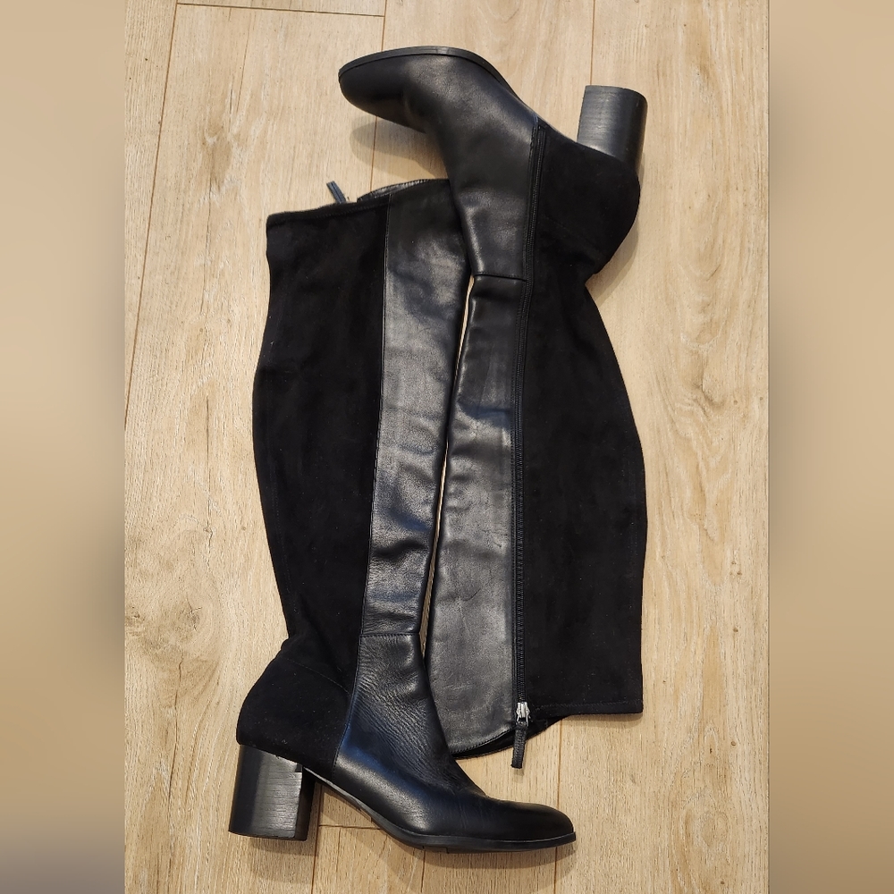 Blondo leather and suede heeled boots